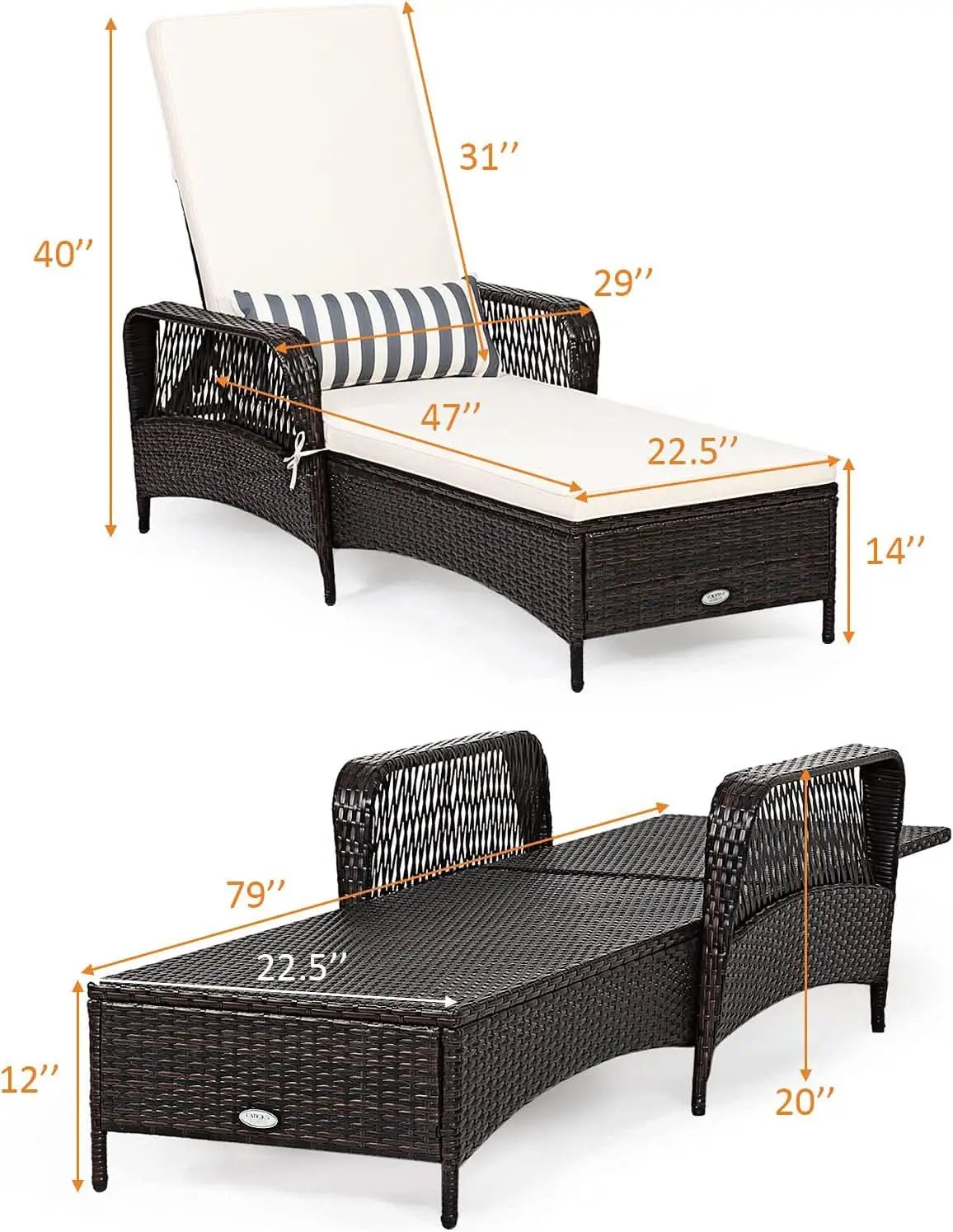 Adjustable Rattan Chaise Lounge Chair for Outdoor Relaxation from PriceLows™