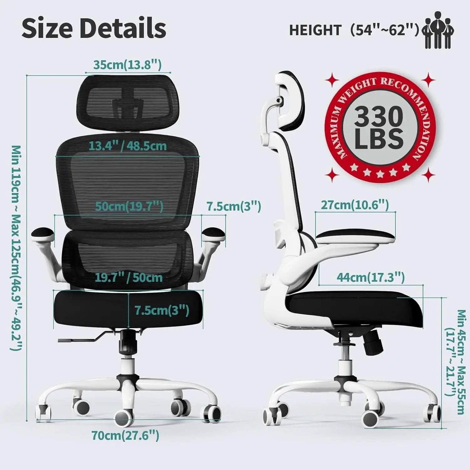 Ergonomic High Back Mesh Office Chair With Wheels Black from PriceLows™