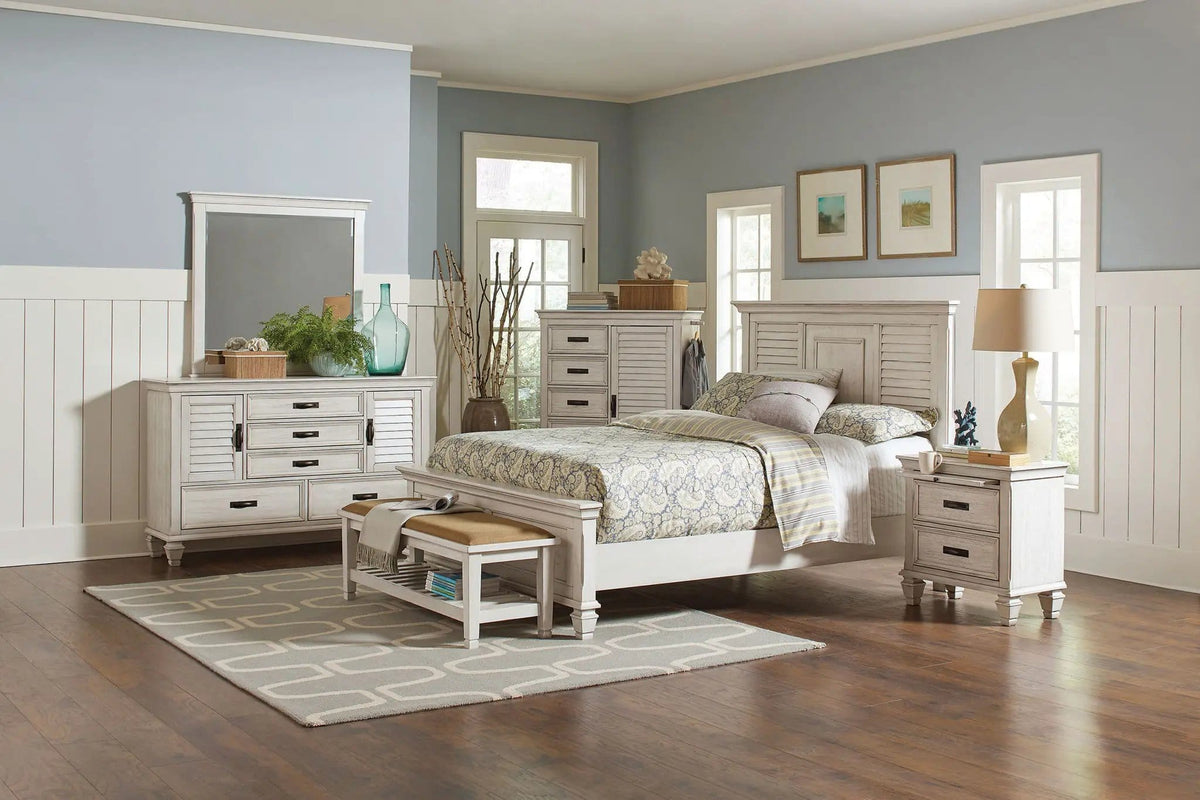 Franco 5-drawer Door Chest Distressed | 43.25 x 17.5 x 55 in | 5-Drawer | White