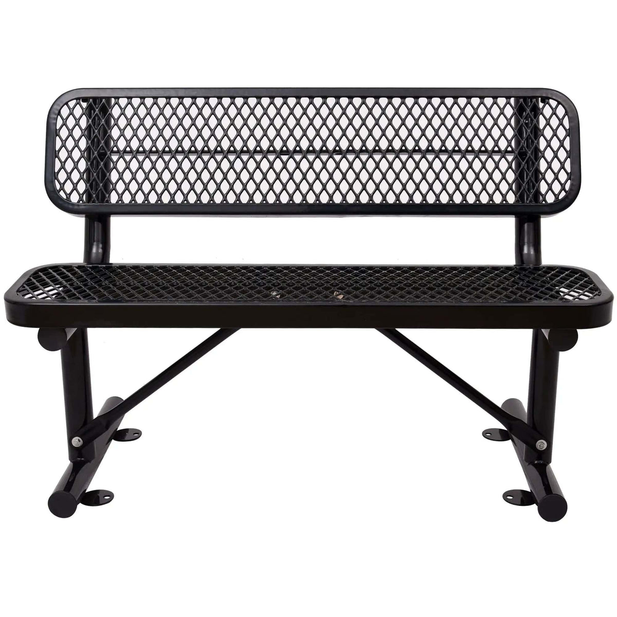 6' Outdoor Steel Bench With Backrest | 5 Pieces | Steel | Outdoor Living