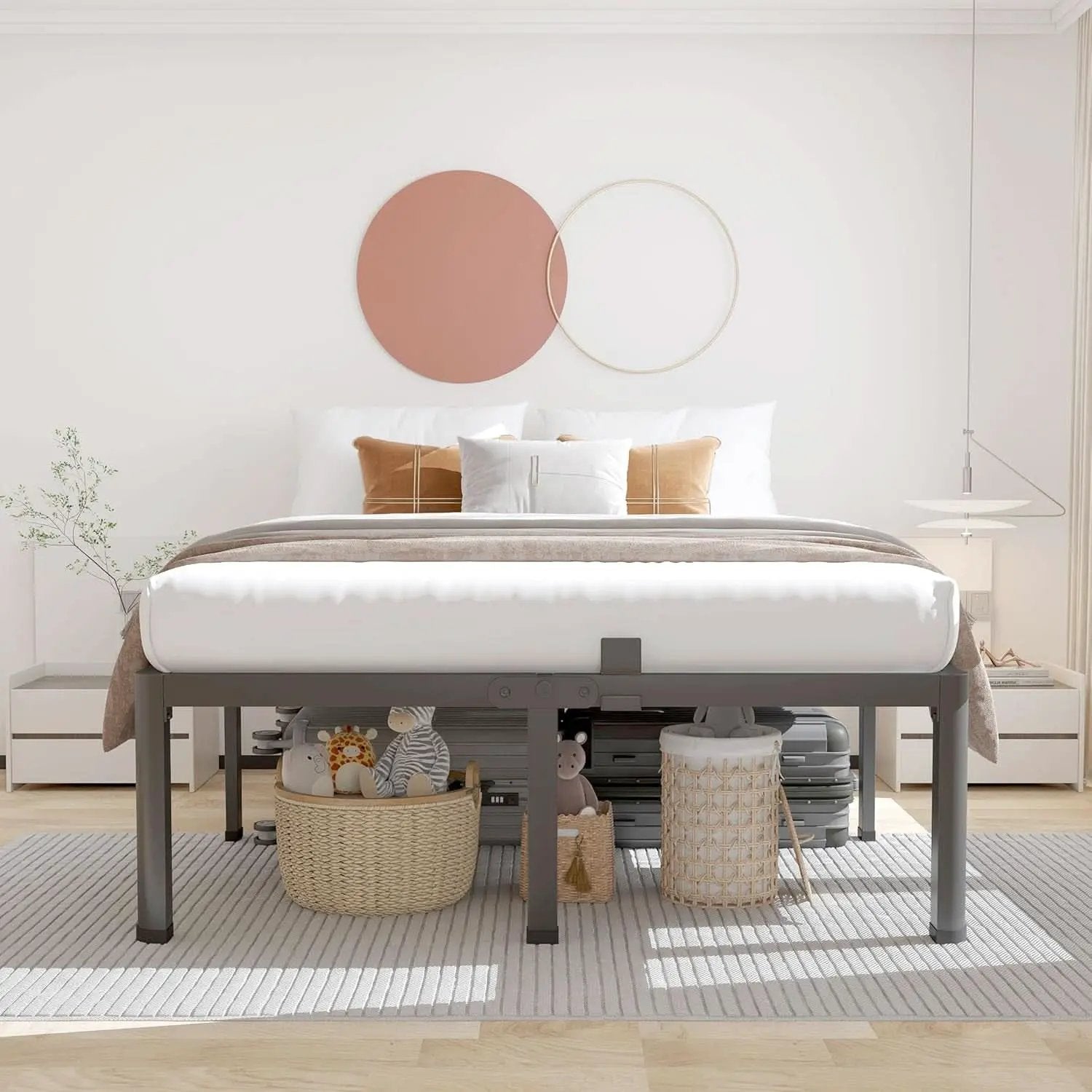 Premium King Size Metal Bed Frame With Under Bed Storage from PriceLows™