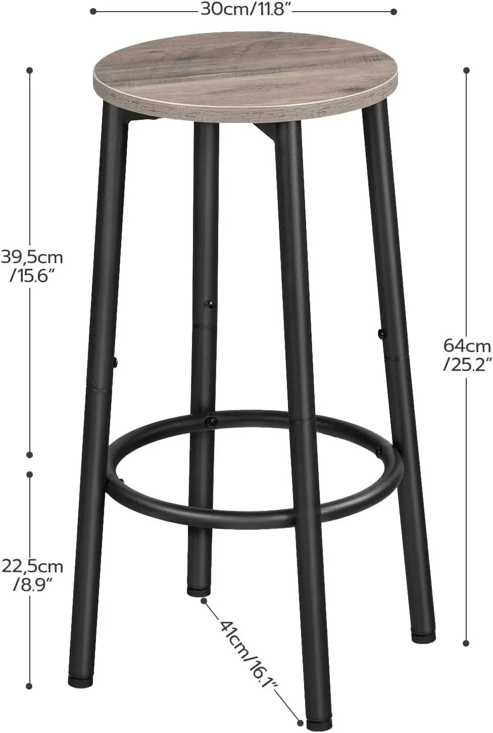 Greige Bar Stools Set Of 2 11.8 Inch Square Seats With Footrest from PriceLows™
