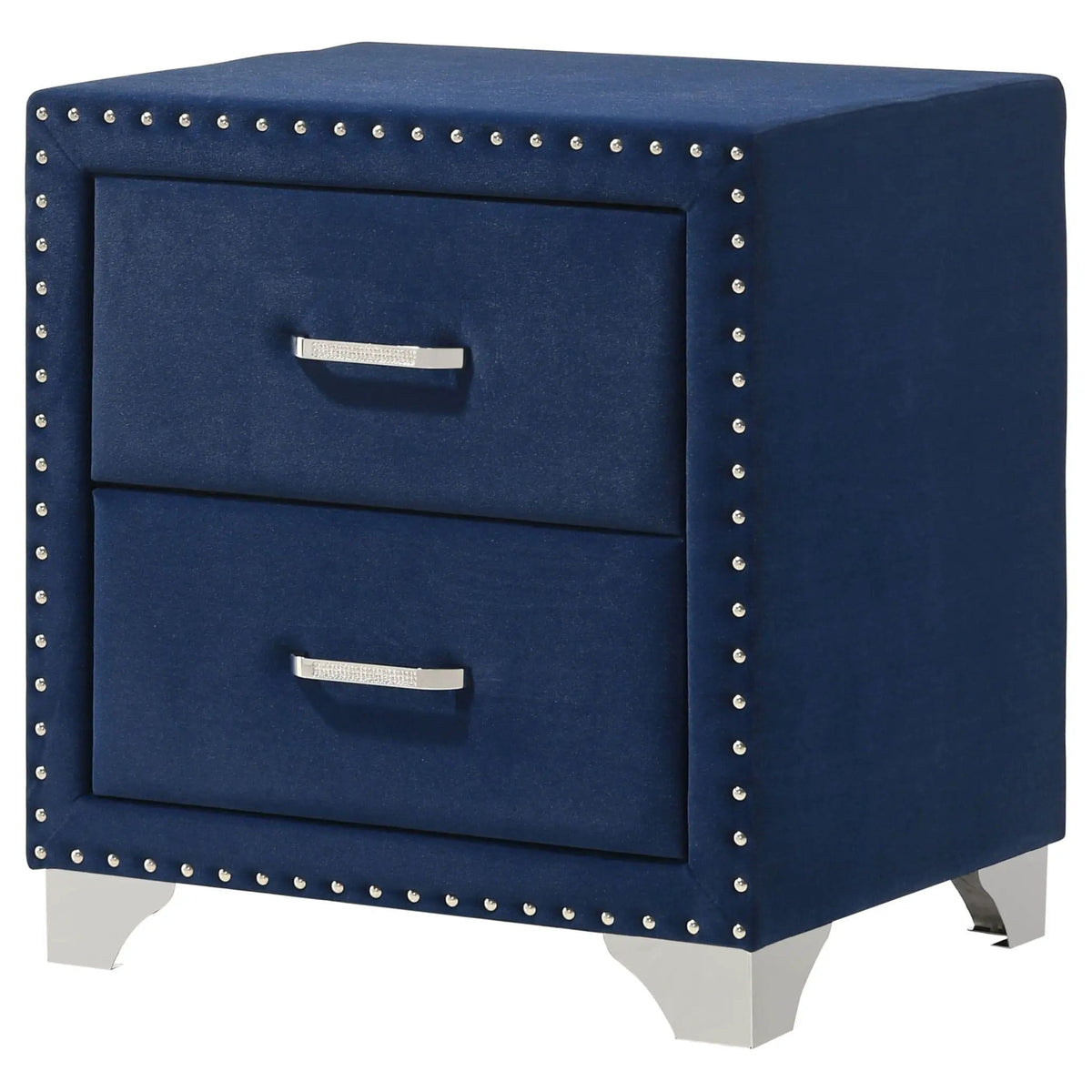 Melody Upholstered 2-drawer Nightstand Pacific | 24 x 19.5 x 25.5 in | Velvet & Metal | Blue
