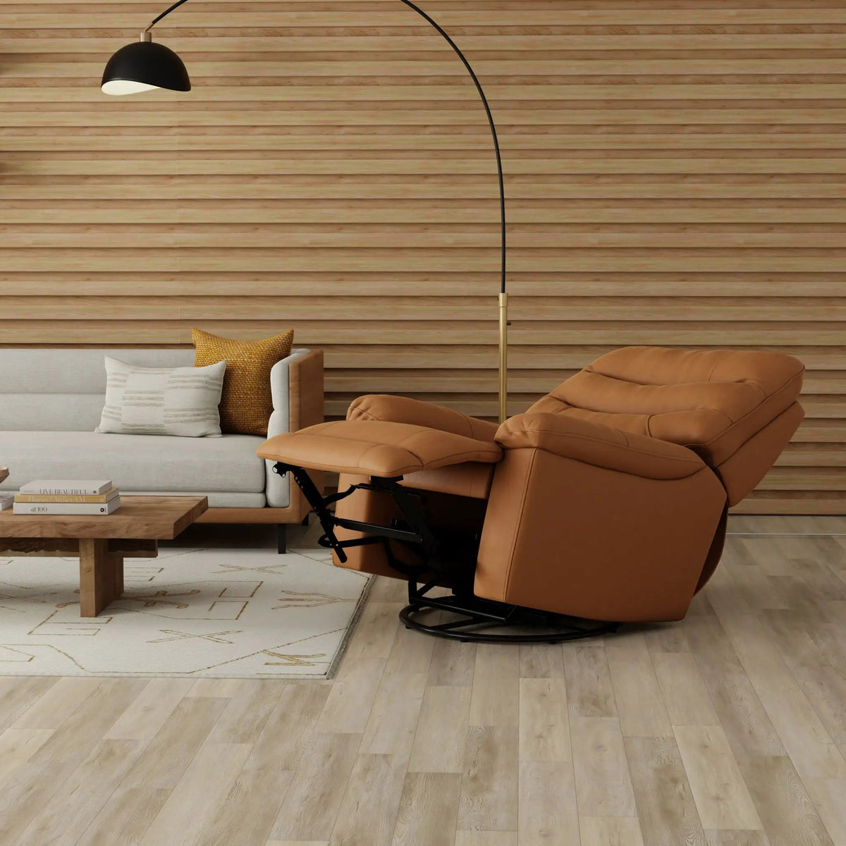 Oslo Antelope Swivel Glider Recliner | Manual Footrest | 360 Degree Swivel Base | No-Sag Suspension