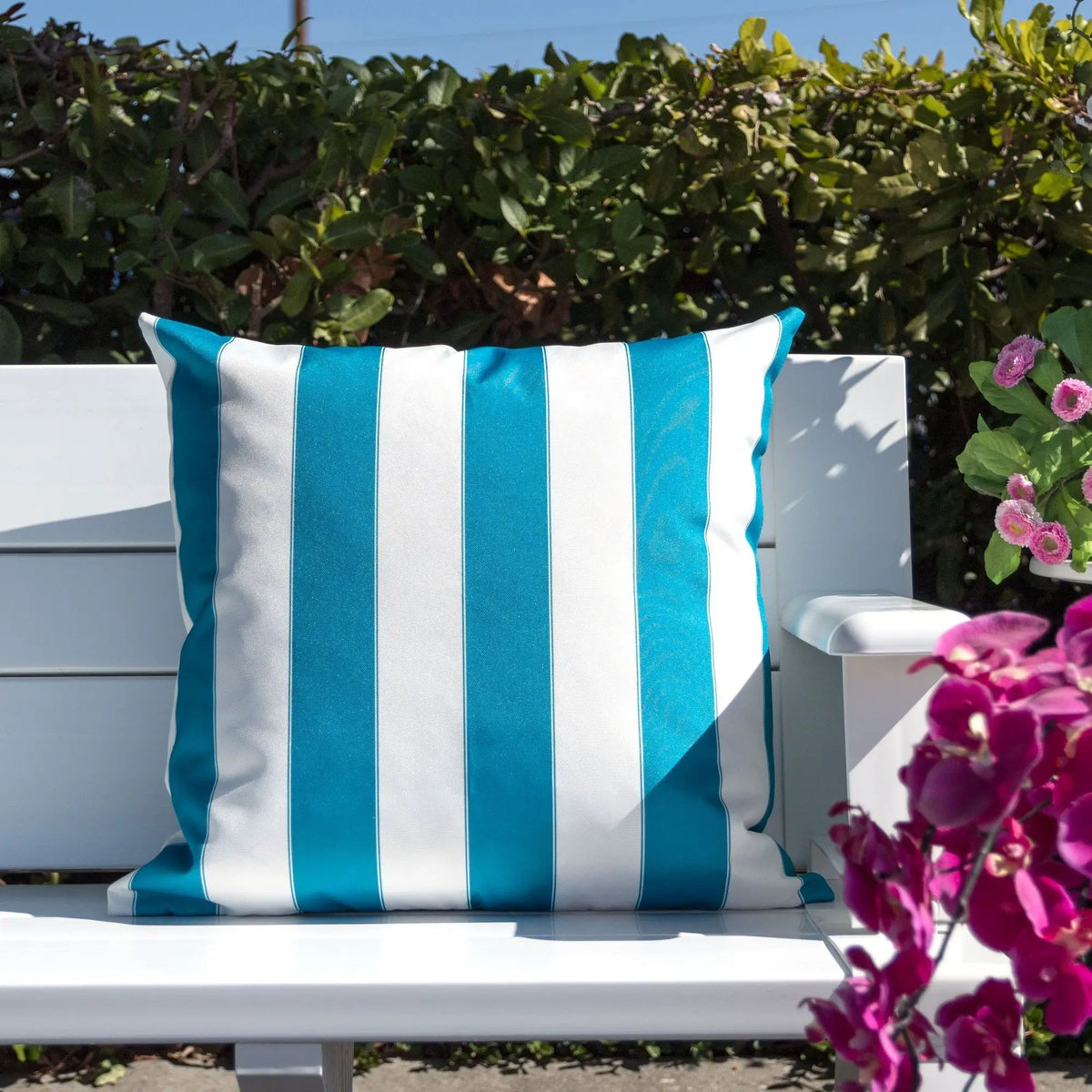 Horizon Stripe Pillow | Outdoor And Indoor Use | Water-Resistant Fabric | Removable Cover