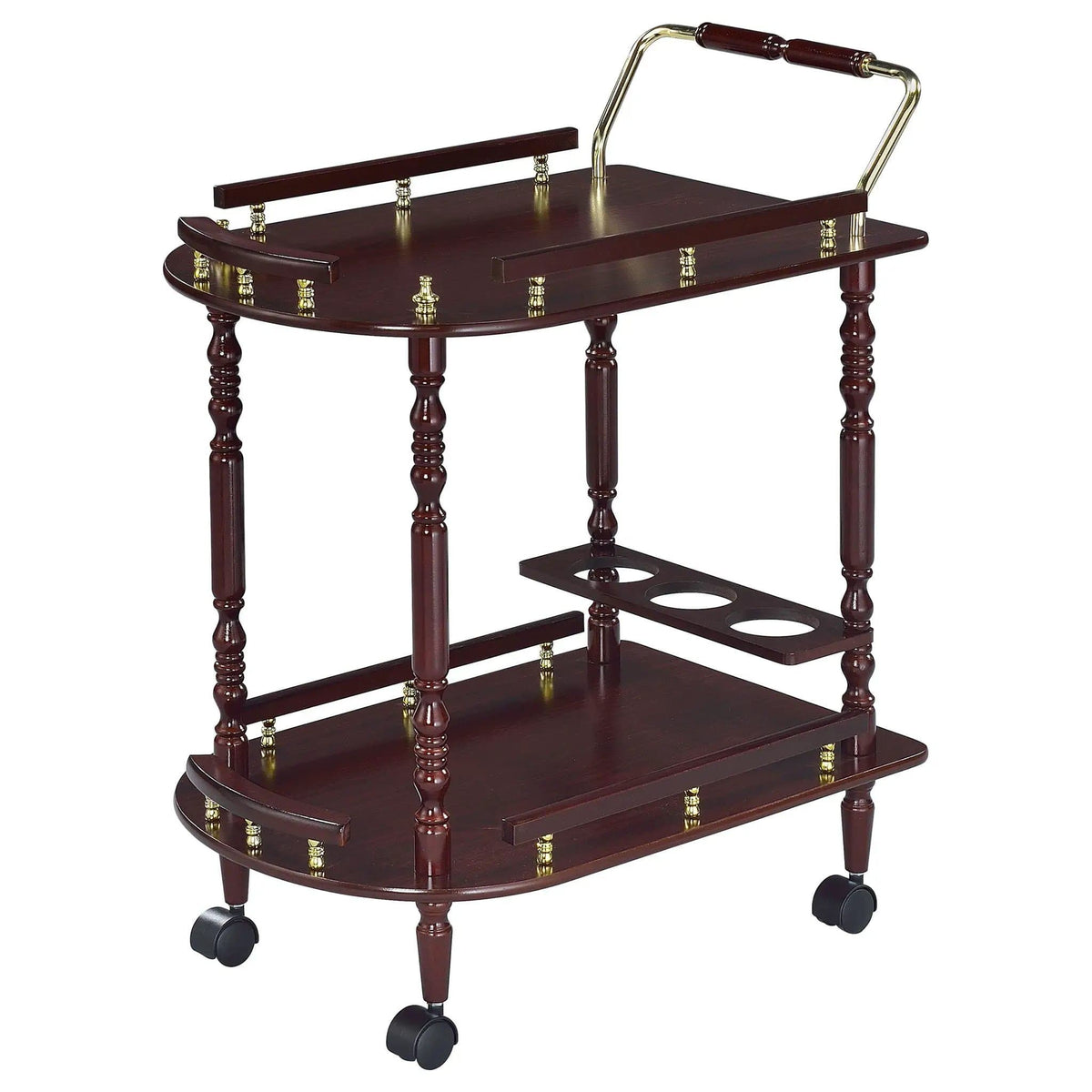 Palmer 2-tier Rectangular Wood Bar Cart Merlot | 24.75 x 15.75 x 31.25 in | Metal & Wood | Home