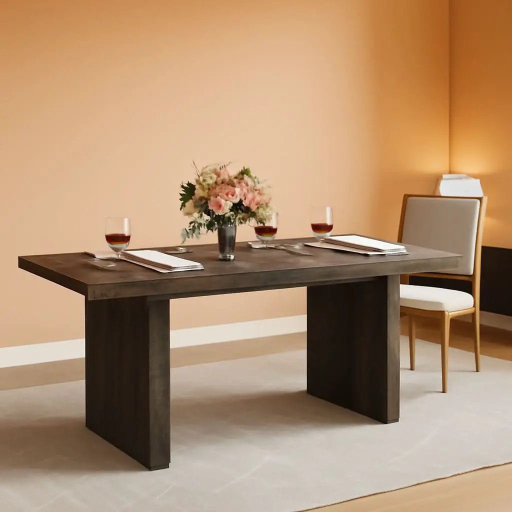 63 Inch Dark Gray Dining Table Farmhouse Rectangular from PriceLows™