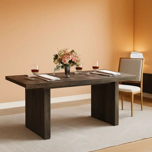 63 Inch Dark Gray Dining Table Farmhouse Rectangular from PriceLows™