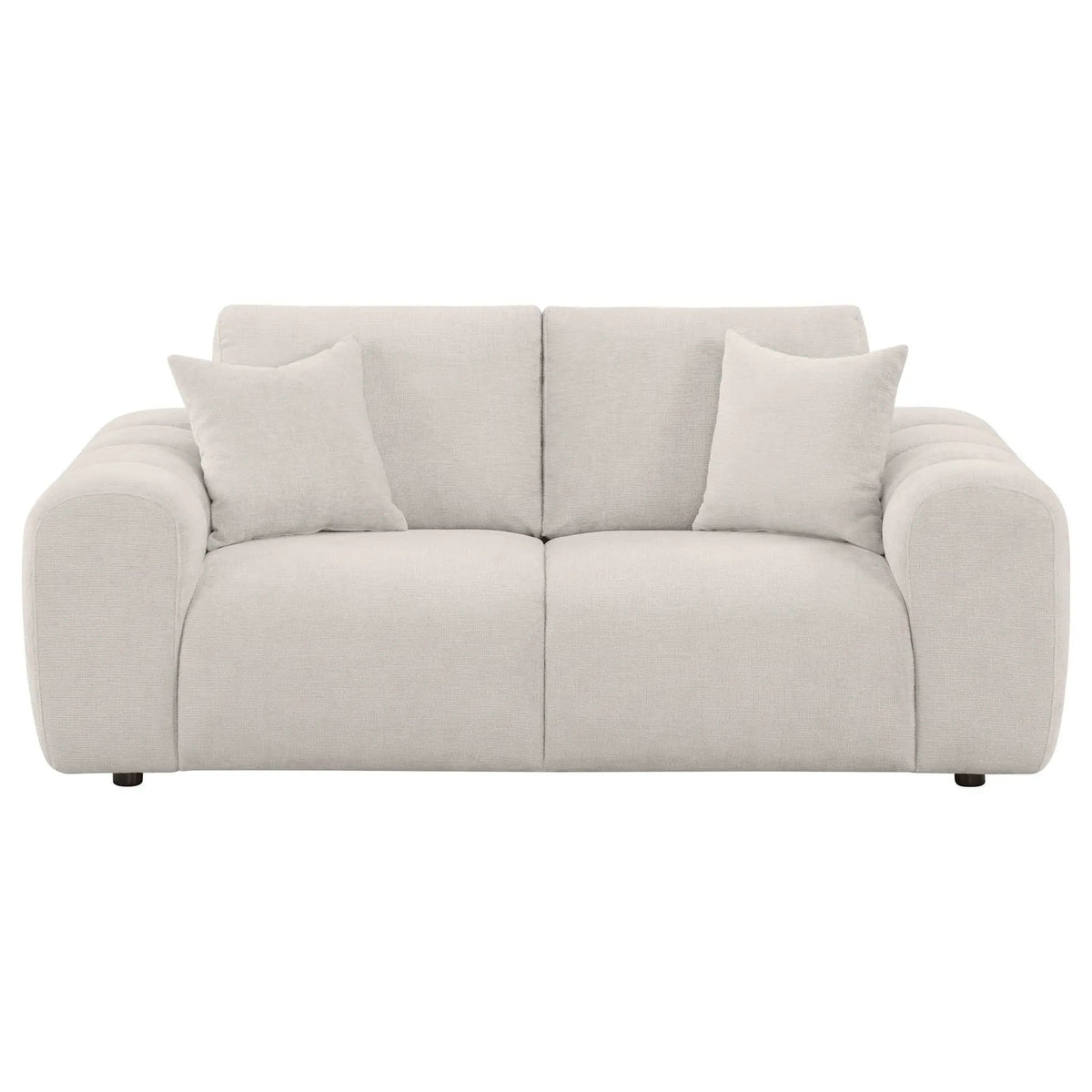 Burnett Chenille Upholstered Wide Arm Loveseat | 77.5 x 39.25 x 33.5 in | Rubberwood & Engineered Wood | Ivory