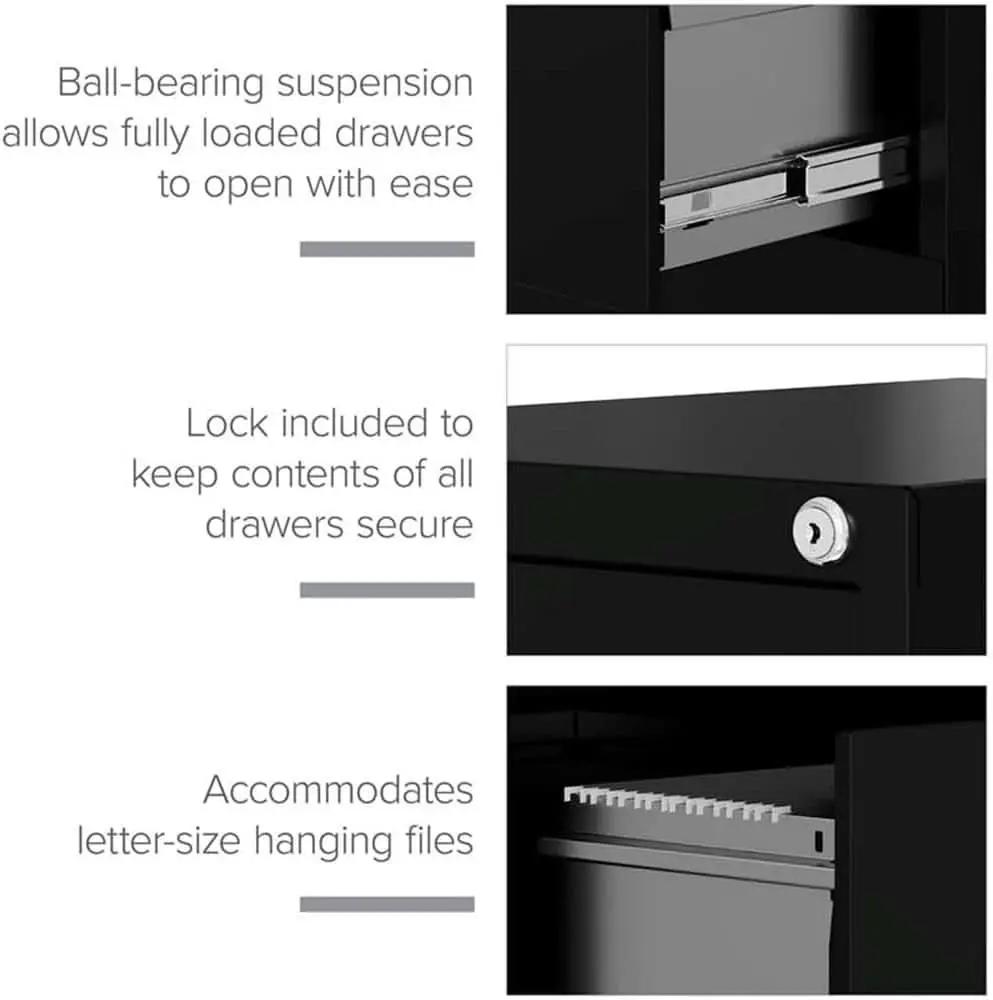 4 Drawer Vertical File Cabinet With Lock 22 Deep Black from PriceLows™