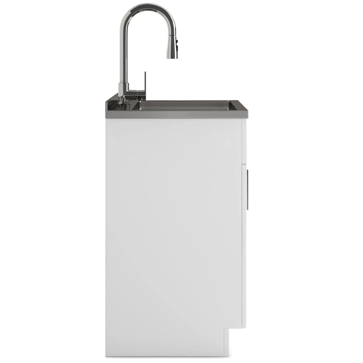 Shaker Modern Wide, Laundry Cabinet With Faucet And Stainless Steel Sink Vanity | 2 Pieces | Stainless Steel | Bathroom