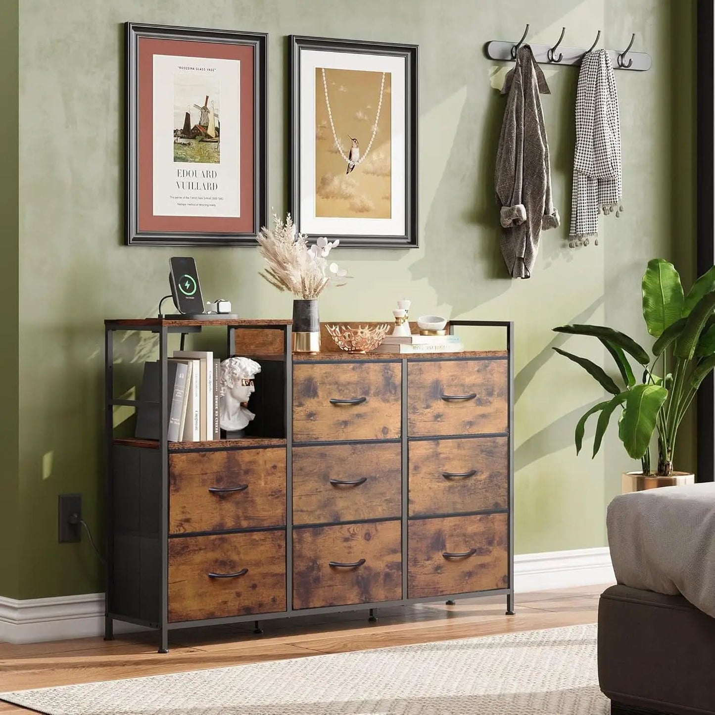 Dresser TV Stand With Charging Station And 8 Fabric Drawers from PriceLows™