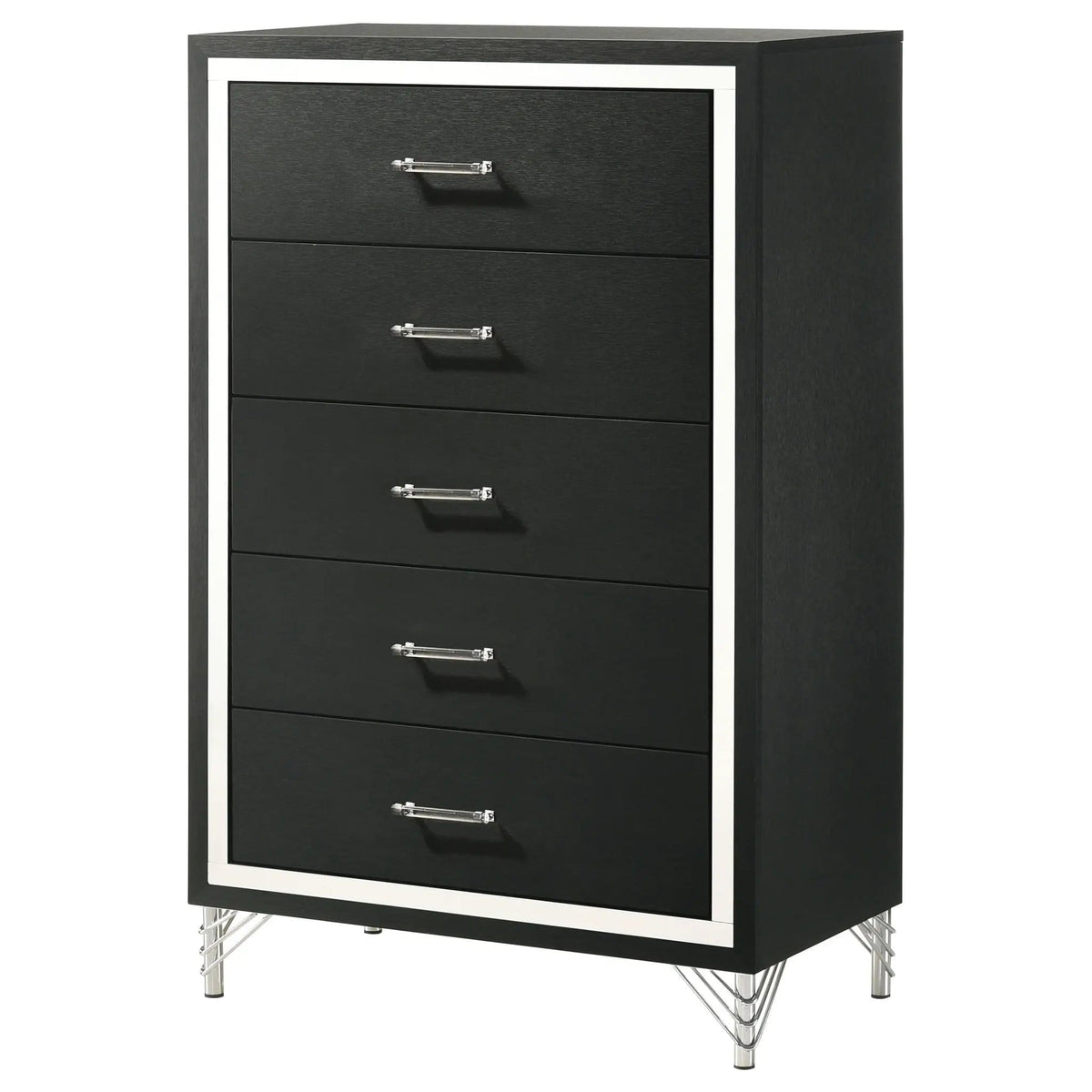 Lucia 5-drawer Bedroom Chest of Drawers | 31.5 x 17.25 x 49.25 in | Metal | Black