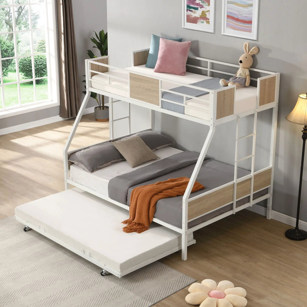 Modern Metal Bunk Bed | Dual Side Ladder | Steel Construction