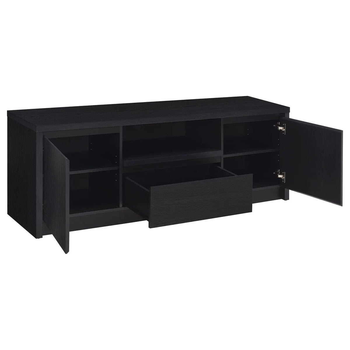 Winfield 60-inch 2-door TV Stand Media Console | 60 x 15.5 x 22 in | Engineered Wood & Veneer | Black