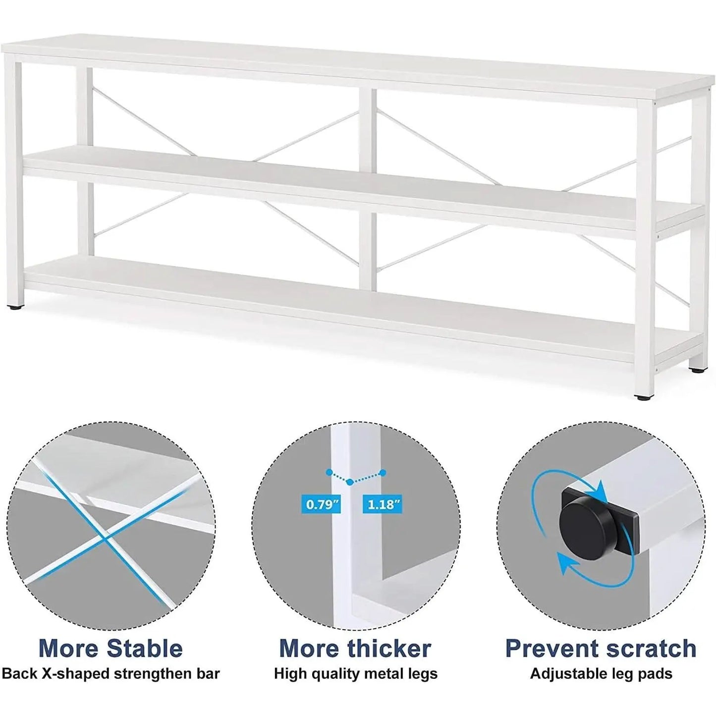 70.8 Inch Long Industrial TV Console With 3 Shelves from PriceLows™