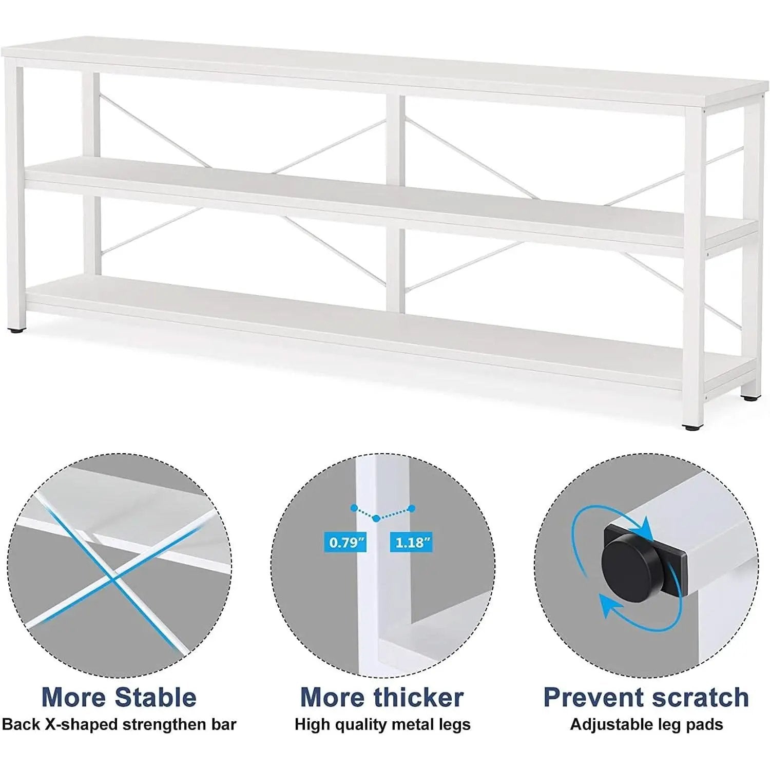 70.8 Inch Long Industrial TV Console With 3 Shelves from PriceLows™