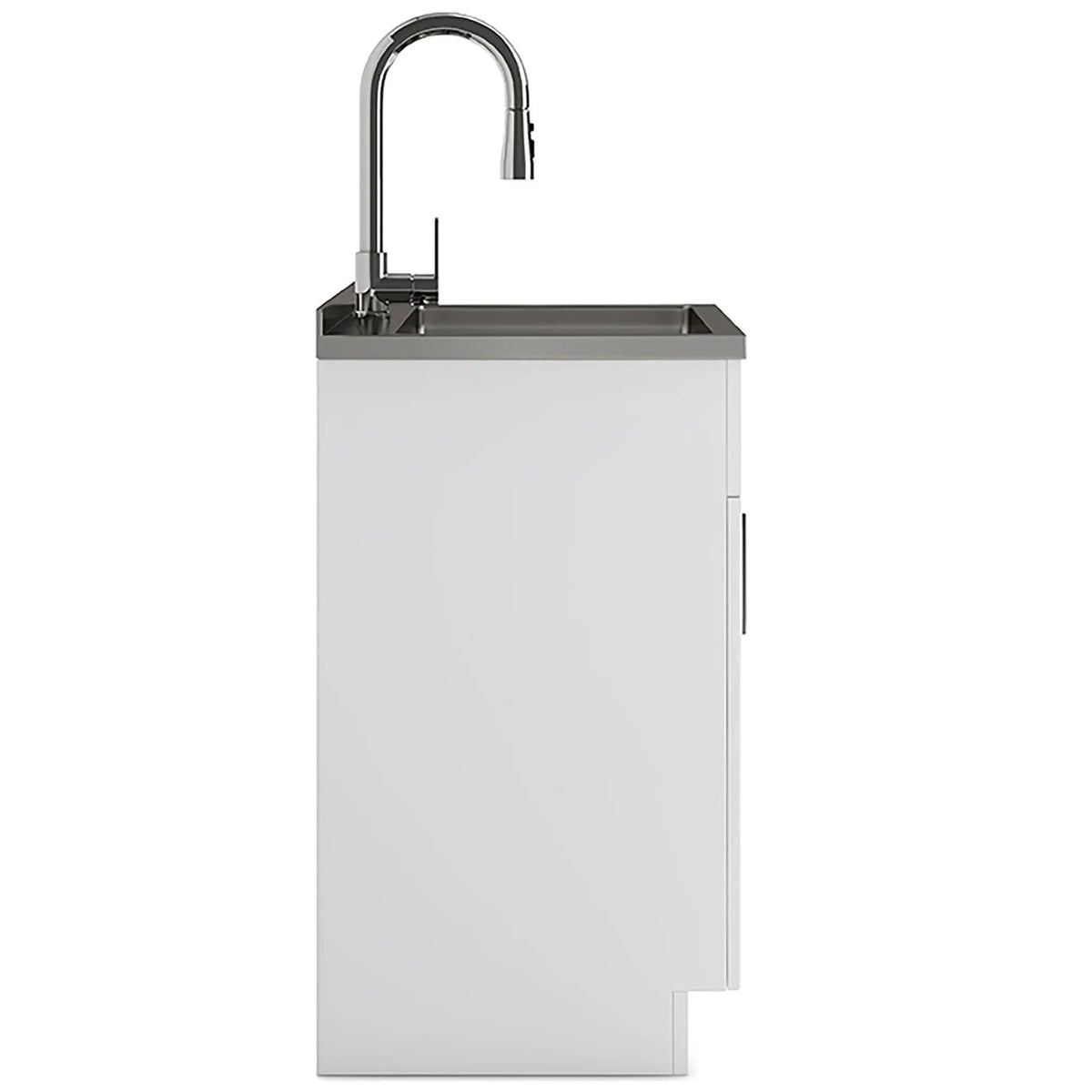 Shaker Modern Wide, Laundry Cabinet With Faucet And Stainless Steel Sink Vanity | 2 Pieces | Stainless Steel | Bathroom