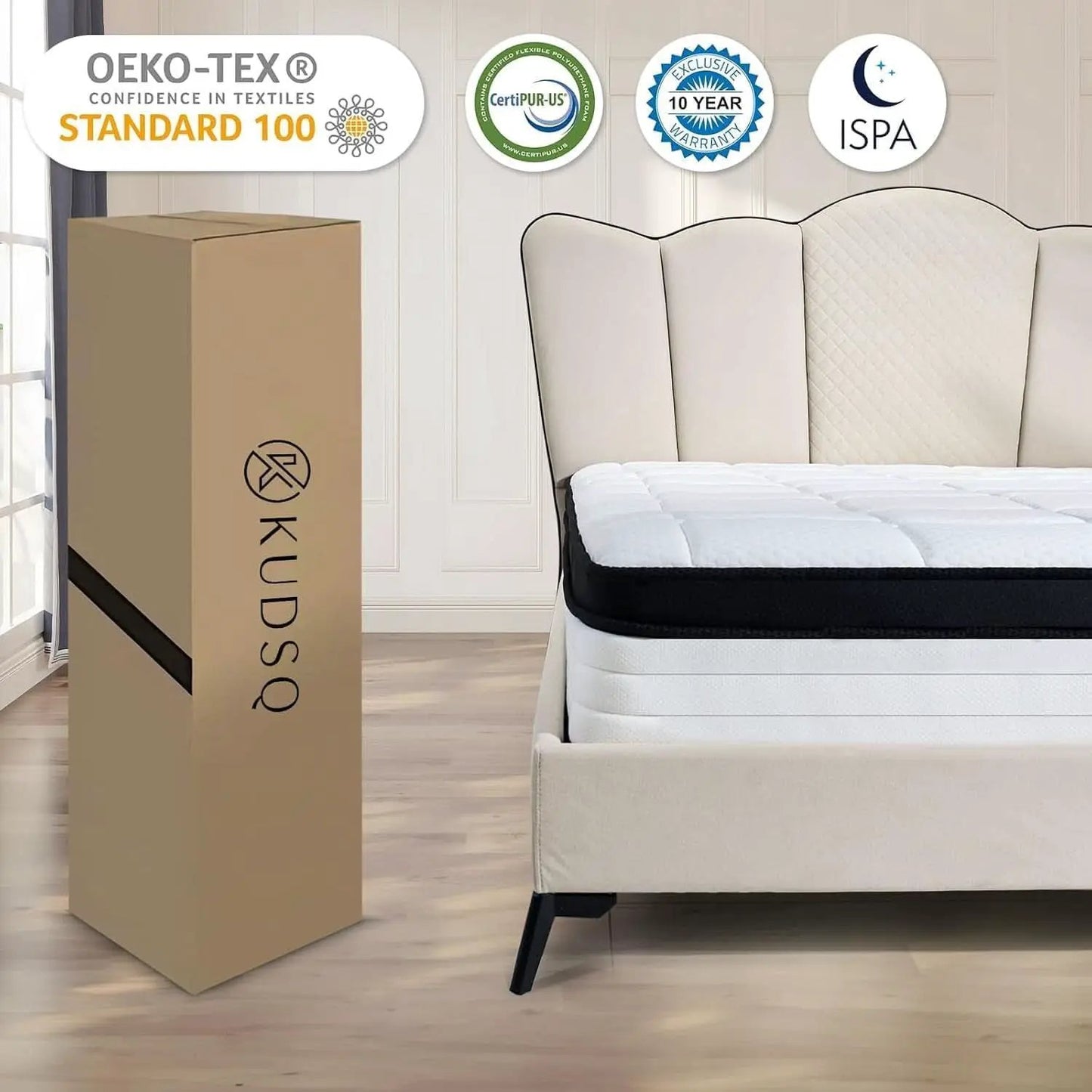 Full Size 10 Inch Hybrid Mattress Pressure Relief Certipur from PriceLows™