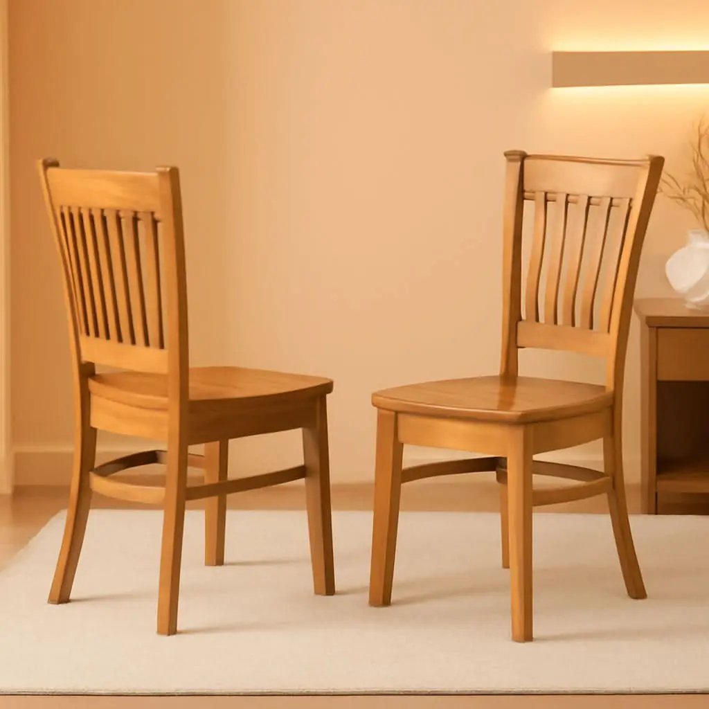 Vancouver Slat Back Wooden Seat Dining Chairs Oak Set Of 2 from PriceLows™