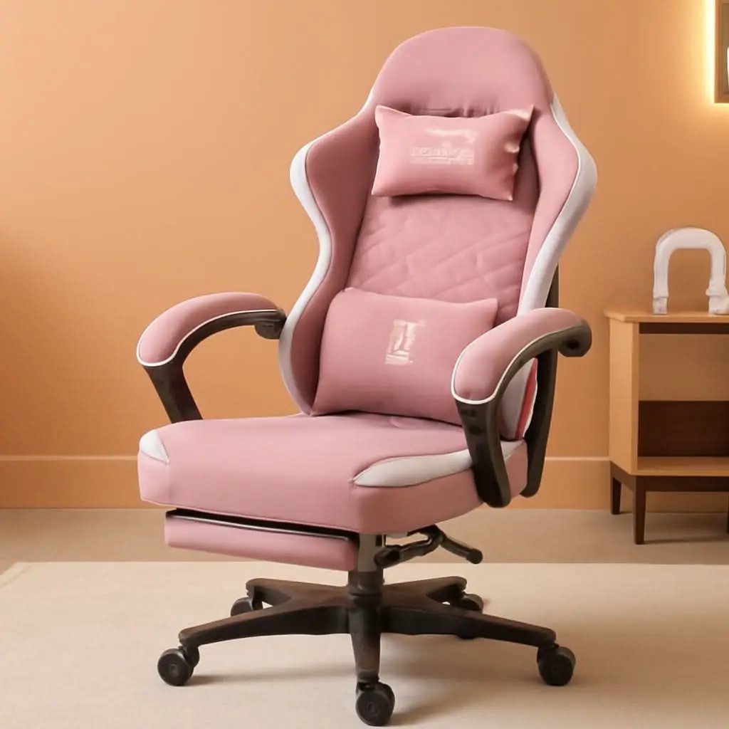 Pink Gaming Chair With Pocket Spring Cushion For Comfort from PriceLows™