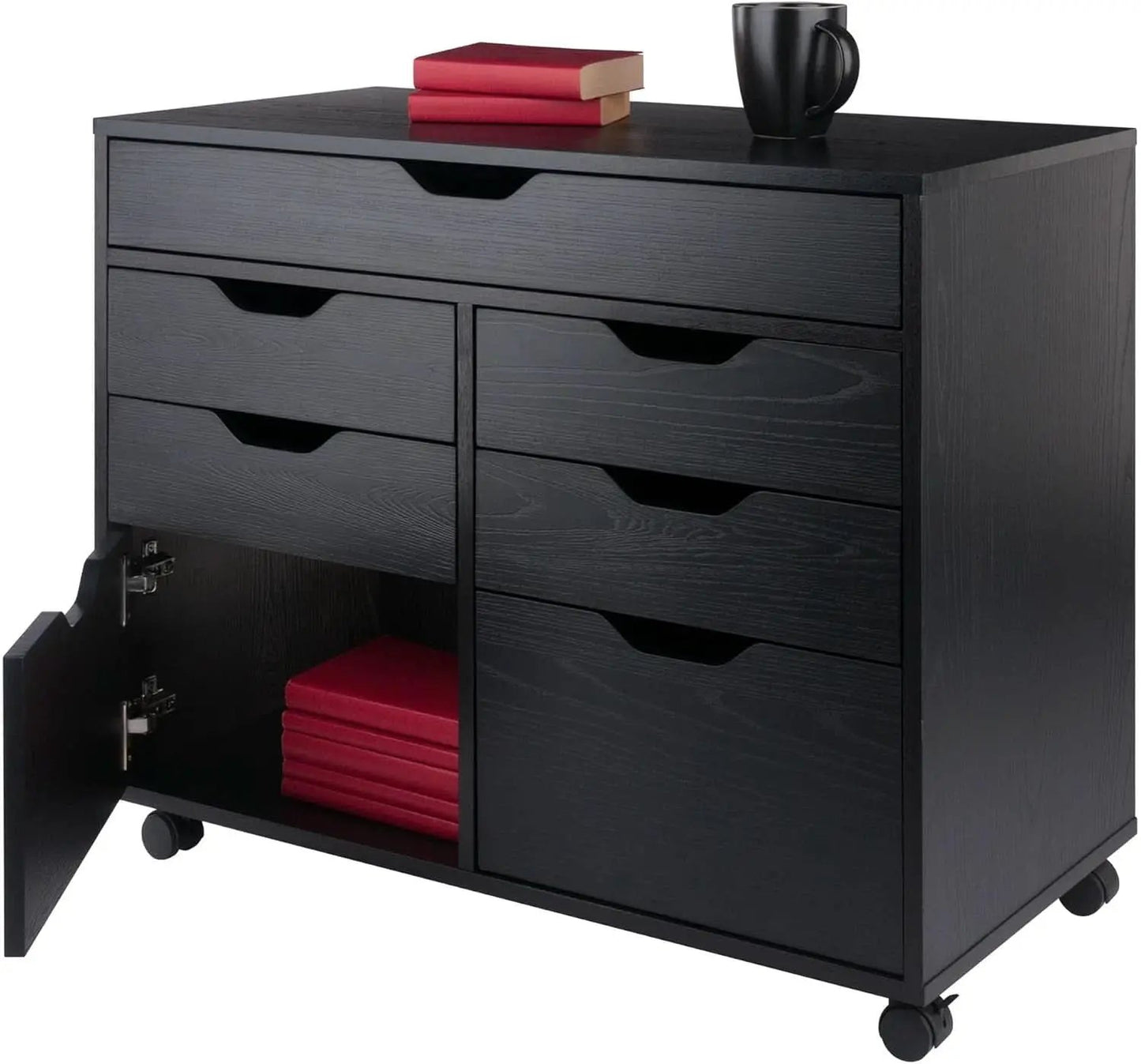 Black Halifax Two Door Storage Cabinet With Four Drawers from PriceLows™