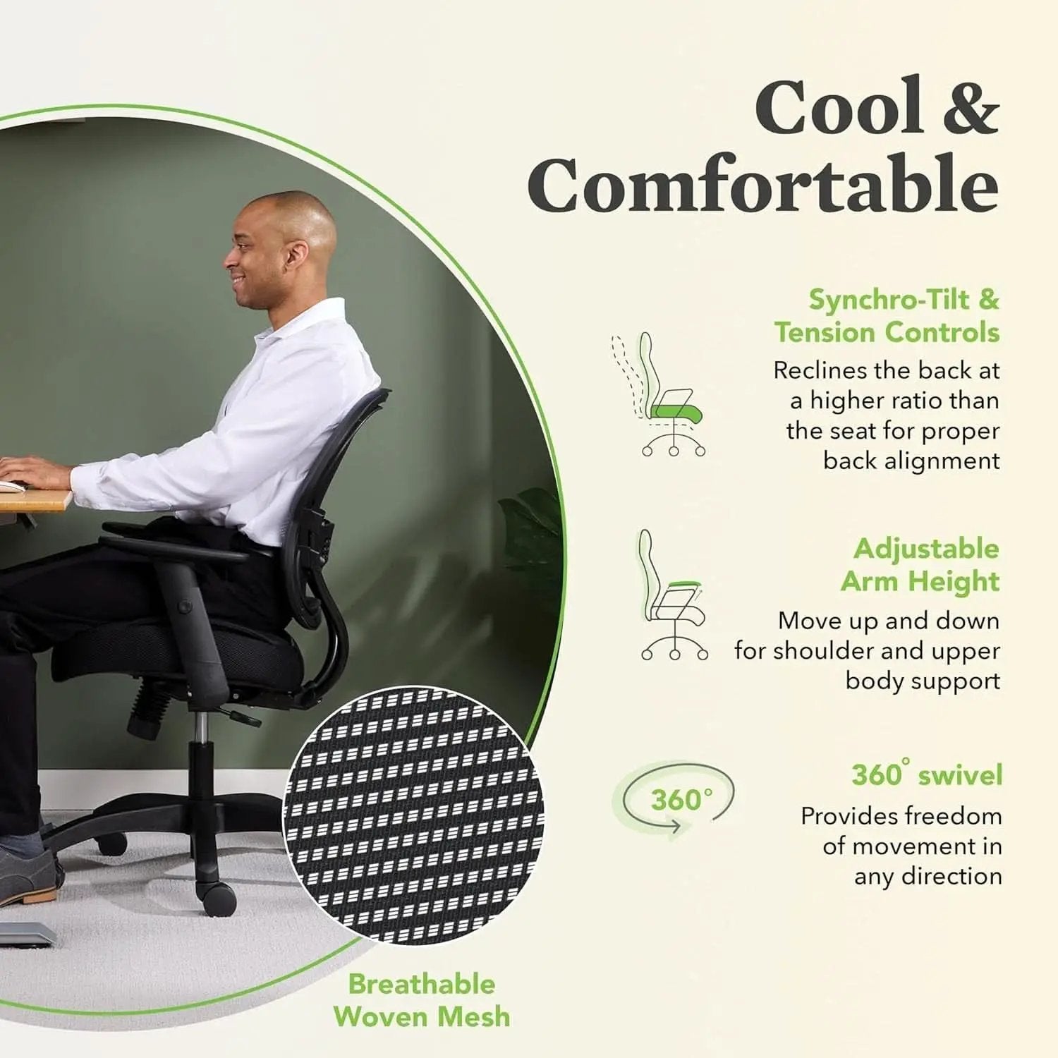 Wave Ergonomic Mesh Office Desk Chair With Lumbar Support from PriceLows™