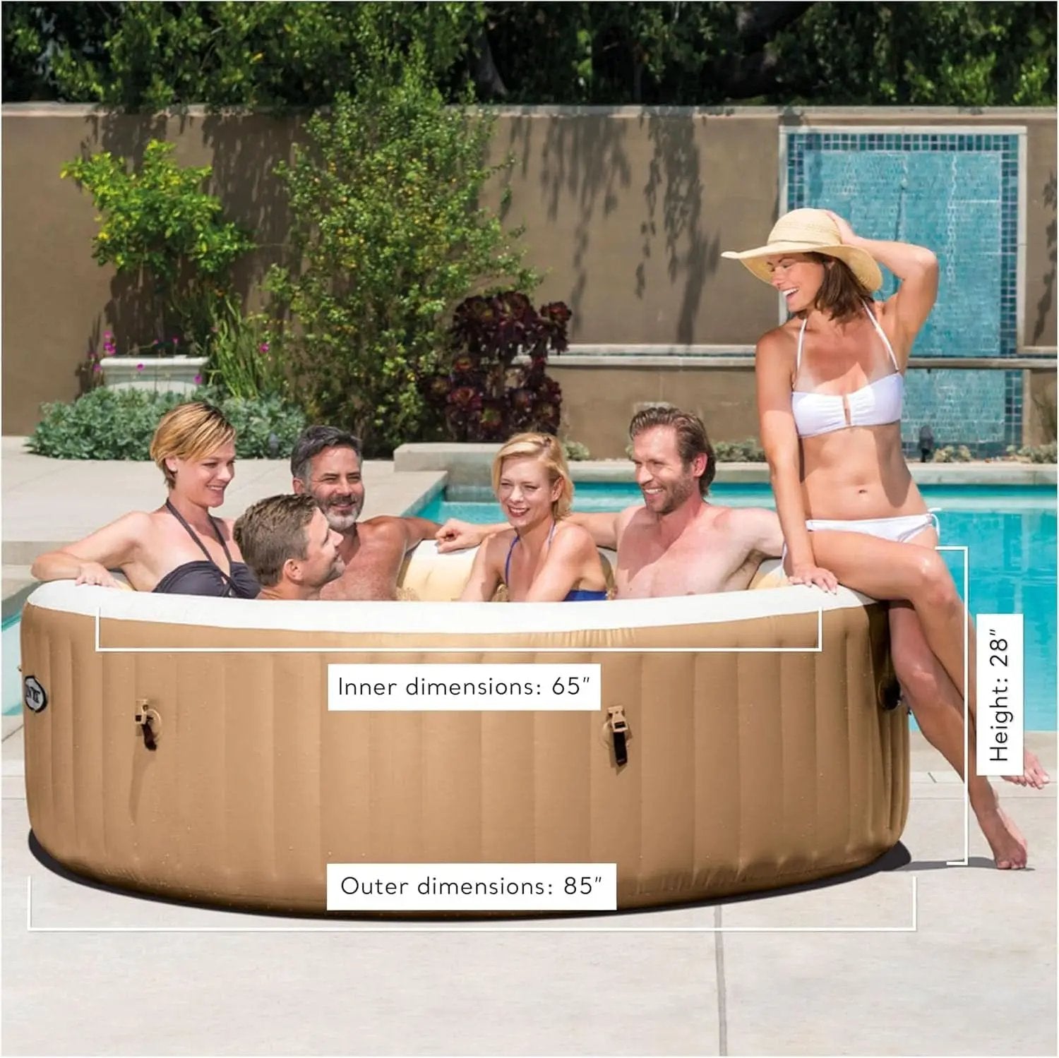 6 Person Inflatable Hot Tub With 140 Bubble Jets Spa from PriceLows™