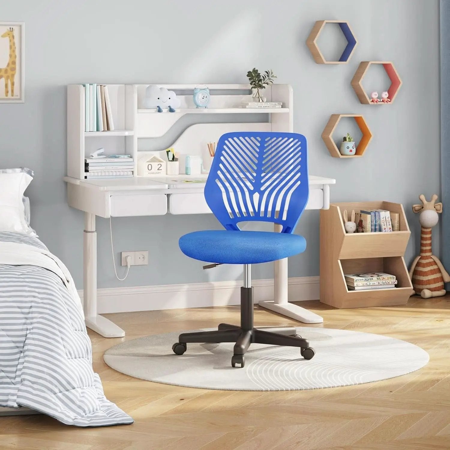 Blue Adjustable Student Desk Chair With Lumbar Support from PriceLows™