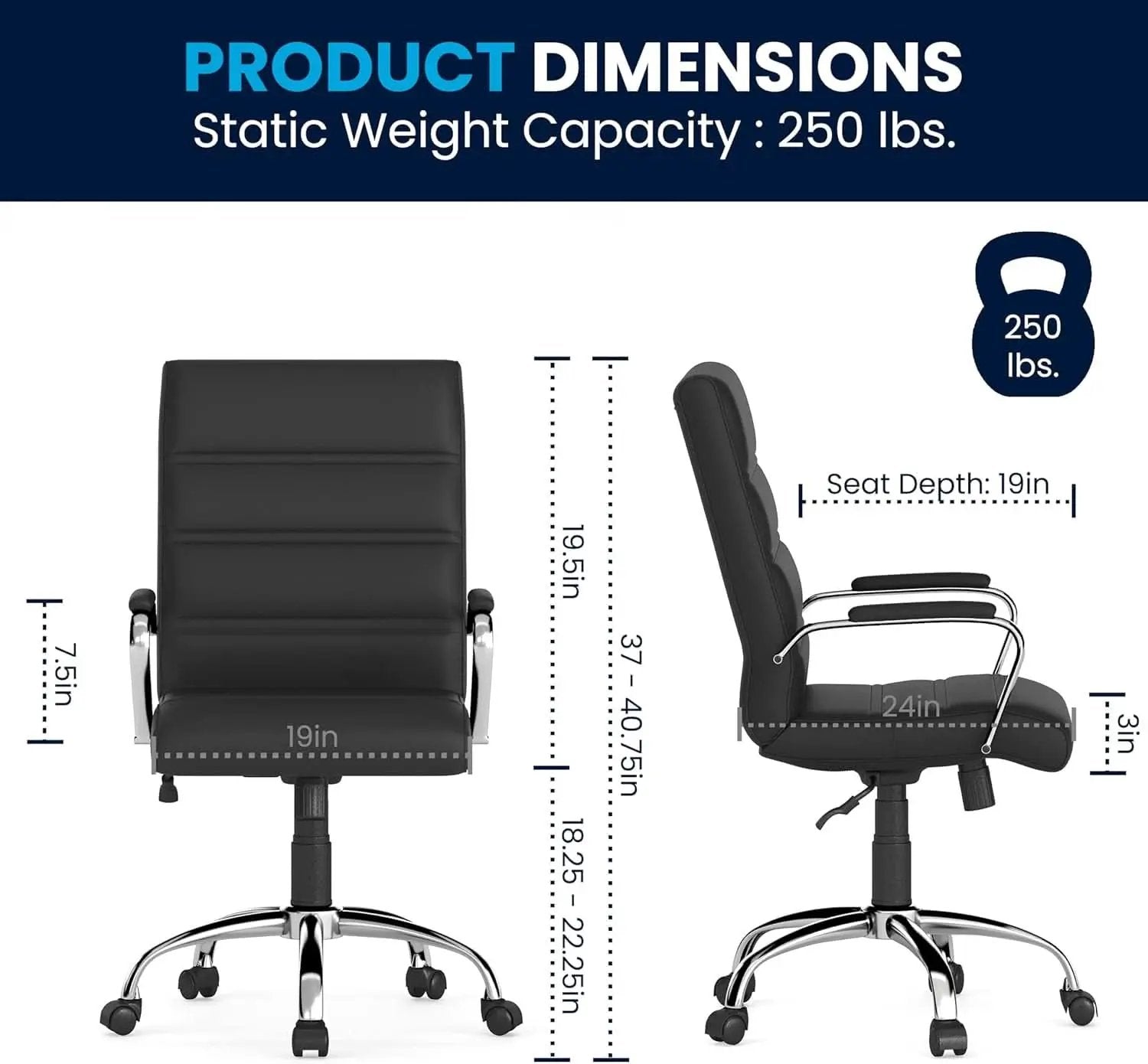 Desk Chair Black Adjustable Office Chair Home Study from PriceLows™