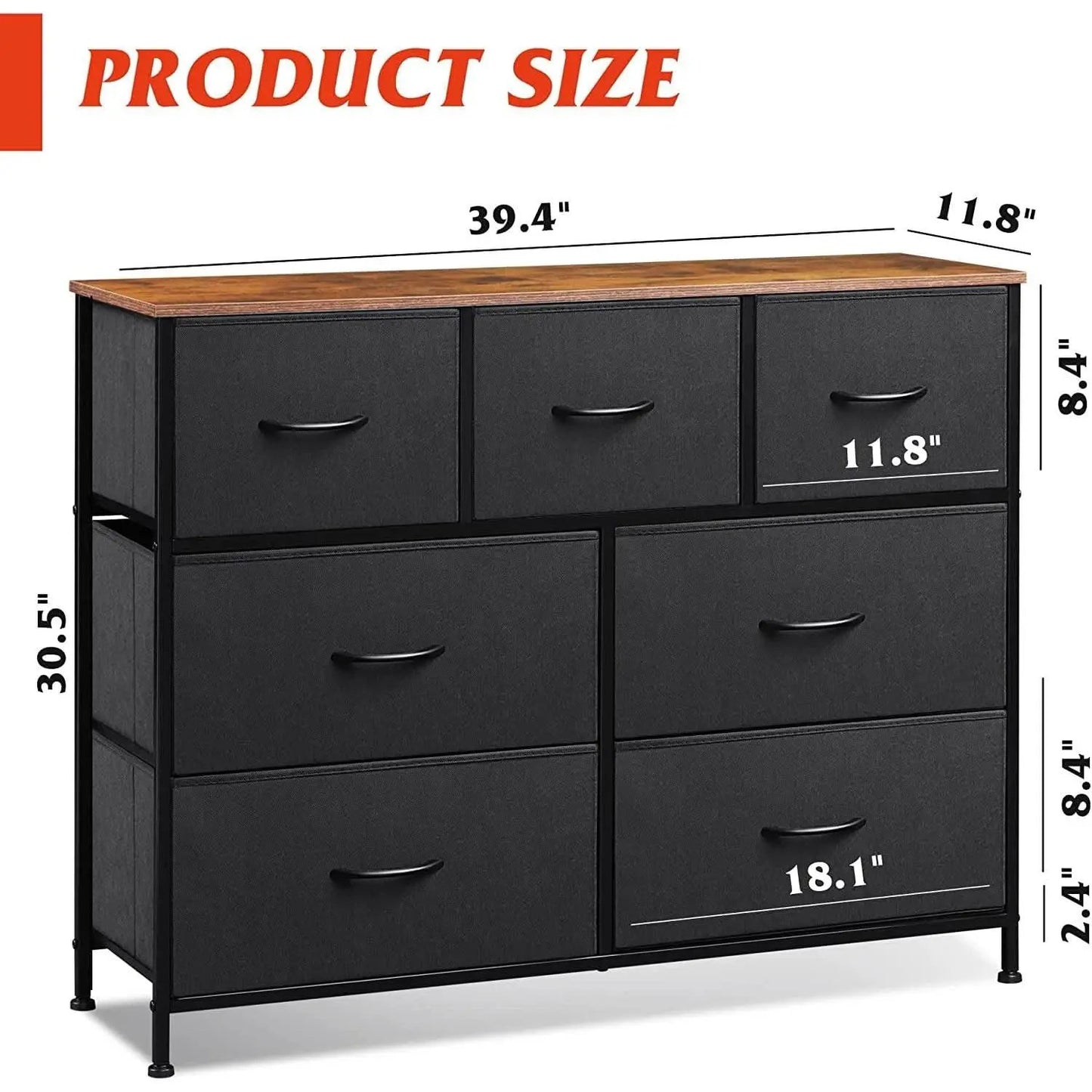 7 Drawer Dresser With Deep Storage And Wood Top Finish from PriceLows™