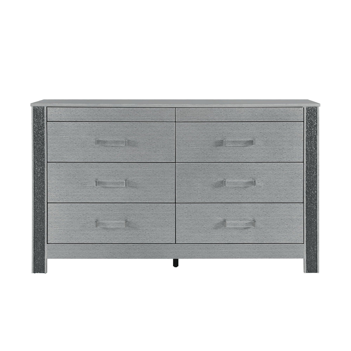 Lorenzo Dresser With Hidden Jewelry Compartment And Bar Handles In | 62.01 x 15.75 x 37.01 in | Acrylic | Silver