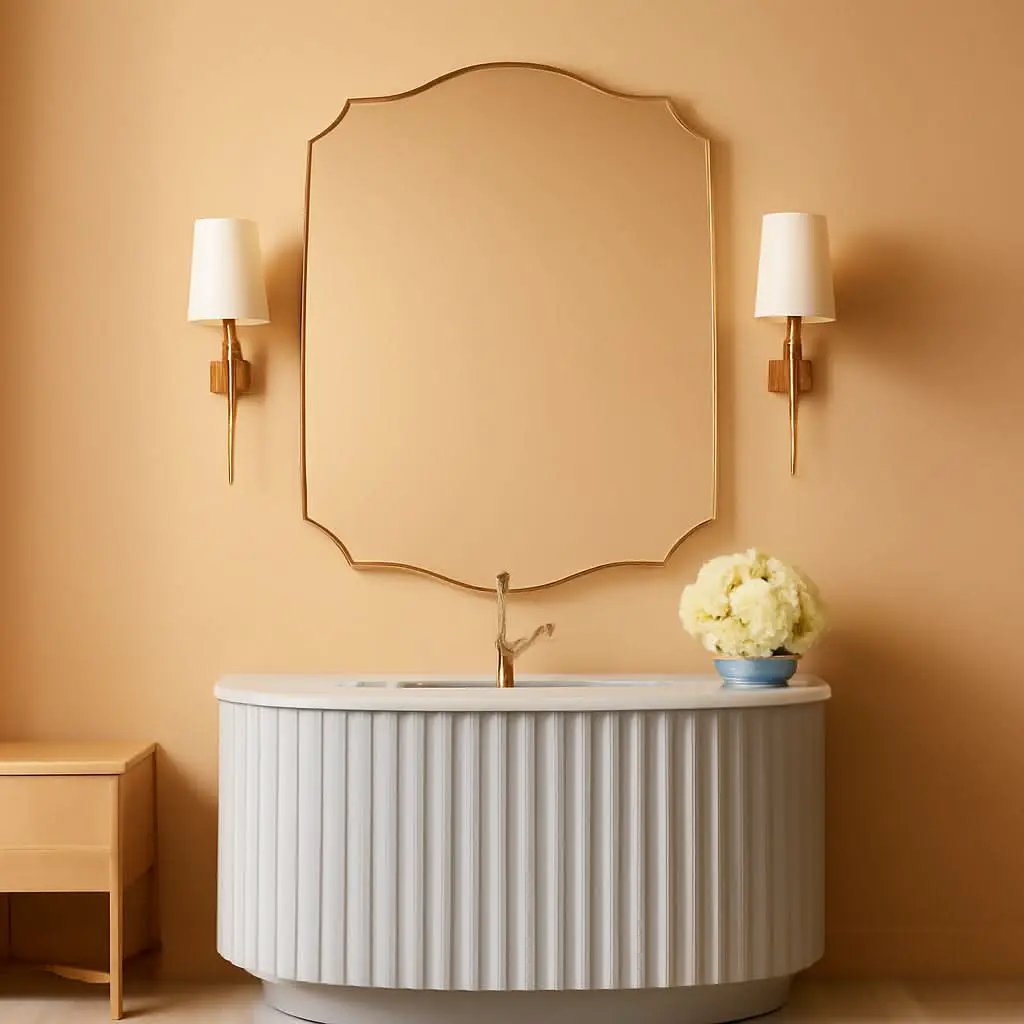Stainless Steel Wall Mount Vanity Mirror 22x30 Asymmetrical Frame from PriceLows™