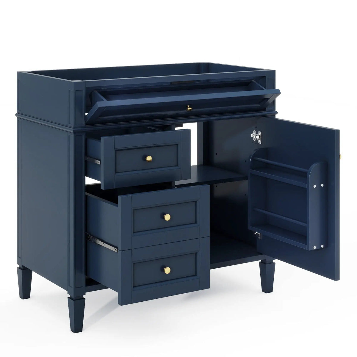 Bathroom Vanity | 3 Drawers | Blue Finish | Tip Out