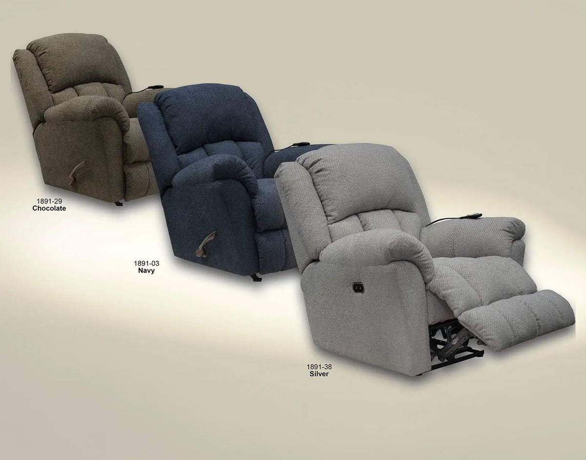 Blarney Power Recliner | Deluxe Heat And Massage | Textured Polyester Fabric | Pub-Back Design