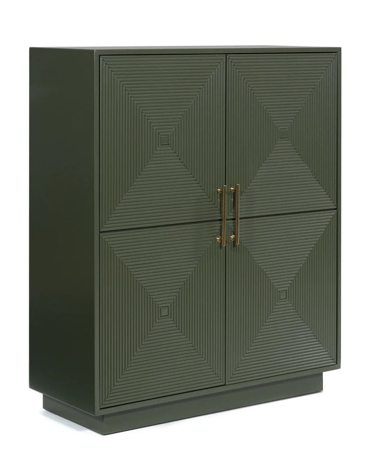 Geirwood Accent Cabinet | 40 x 16 x 48 in | Solid Wood & Metal | Dark Green