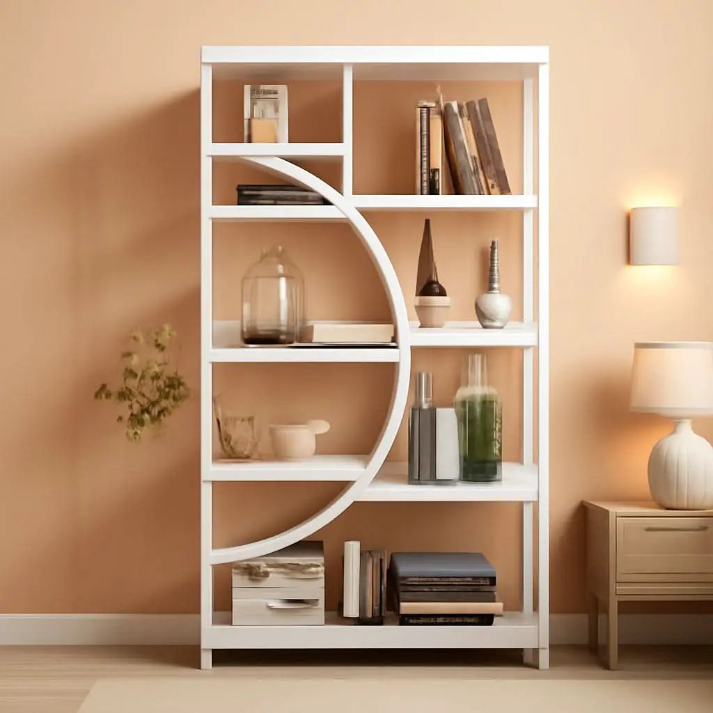 White 5 Tier Etagere Bookshelf Open Shelves Display from PriceLows™