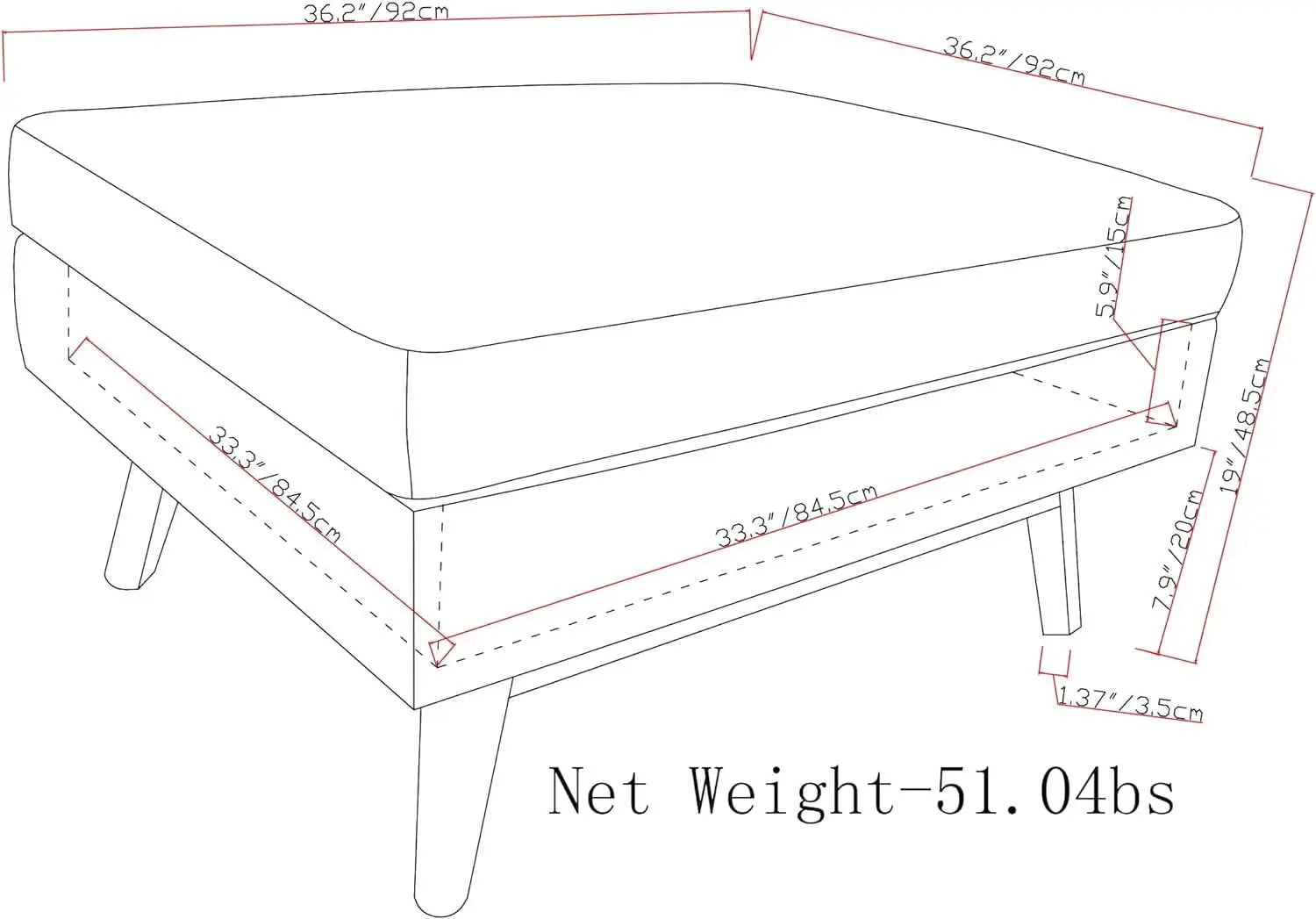 Owen 36Inches Wide Mid Century Storage Coffee Table from PriceLows™