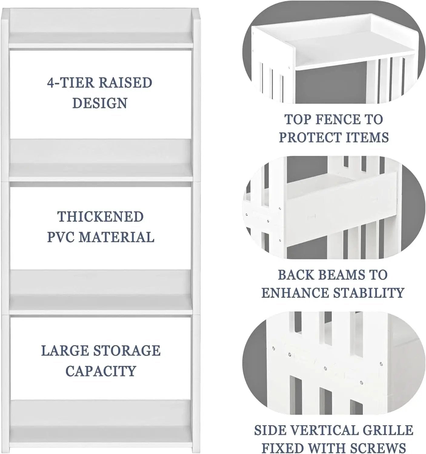 4 Tier White Bookshelf Ideal For Small Spaces Storage Room from PriceLows™