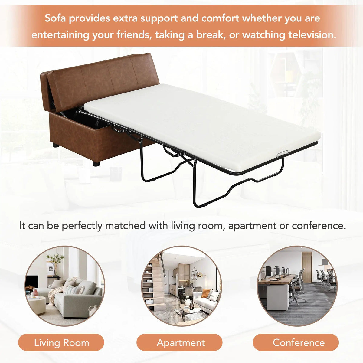 Twin Size Folding Ottoman Sleeper Bed | Includes Mattress | Convertible Guest Bed | High-Density Foam