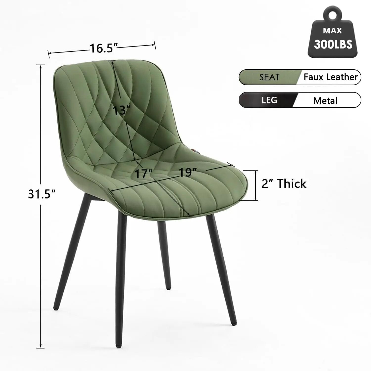 Dining Chairs Set of 2 Olive Cushioned Upholstered from PriceLows™