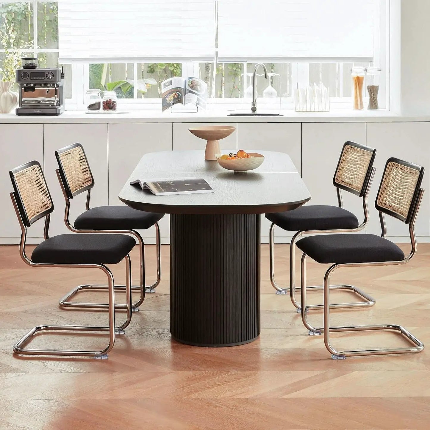 Black Chrome Rattan Midcentury Cesca Dining Chairs from PriceLows™