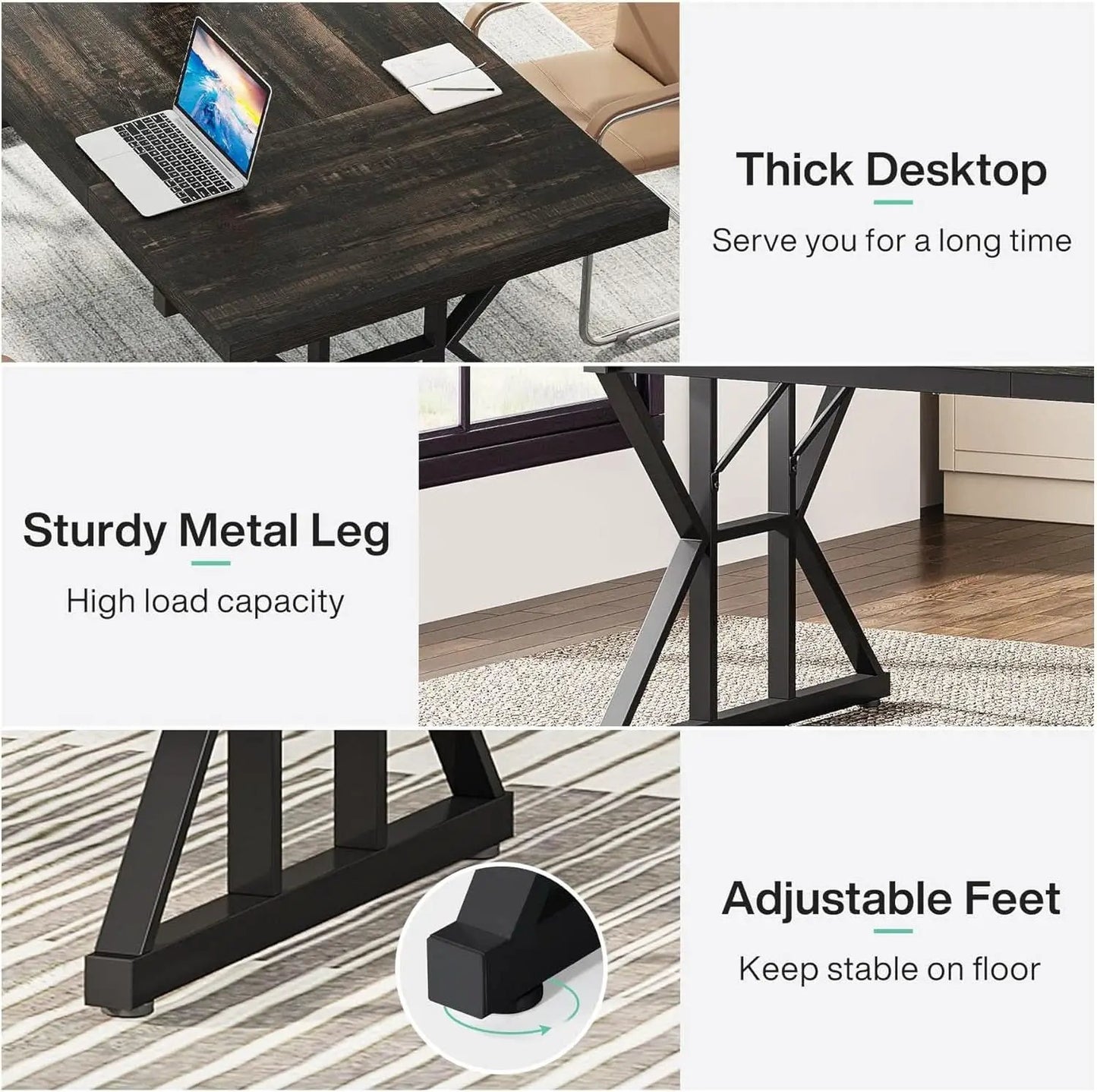 70.8 Inch Executive Desk Black Oak Office Desk Home Office from PriceLows™