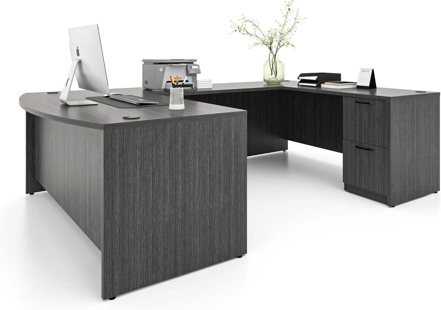 67 Inch U Shaped Executive Desk With 2 Storage Cabinets from PriceLows™