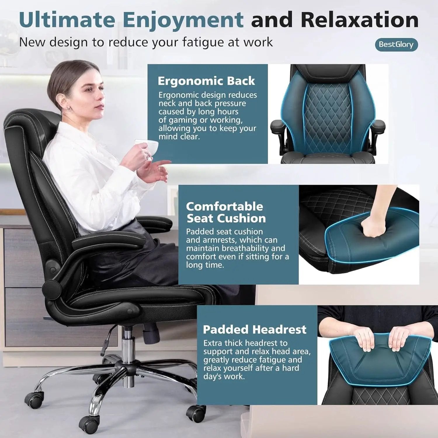 Ergonomic High Back Office Chair Tall With Lumbar Support from PriceLows™