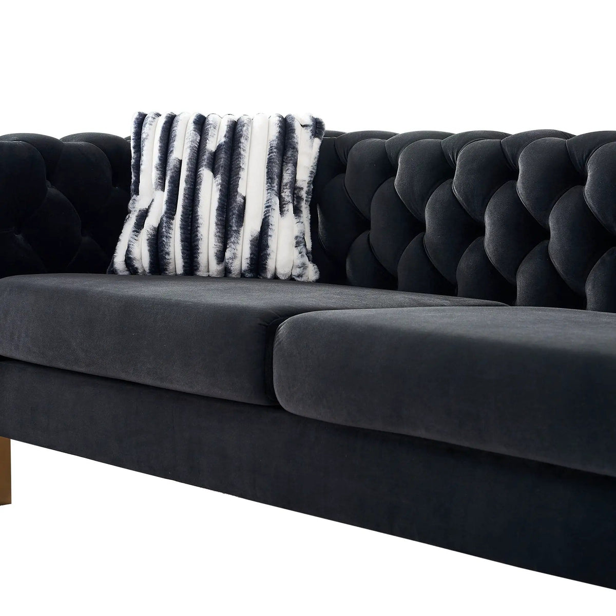 Chesterfield Modern Tufted Living Room Sofa, 84.25''W Couch | Stationary Sofa | Metal & Wood | Living Room