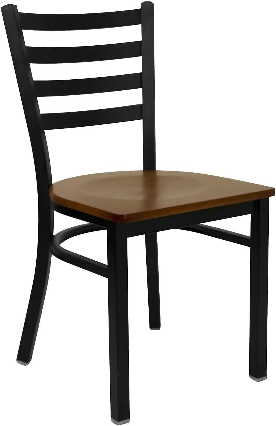 2 Pack HERCULES Series Black Ladder Back Metal Restaurant Chair With Cherry Wood Seat from PriceLows™