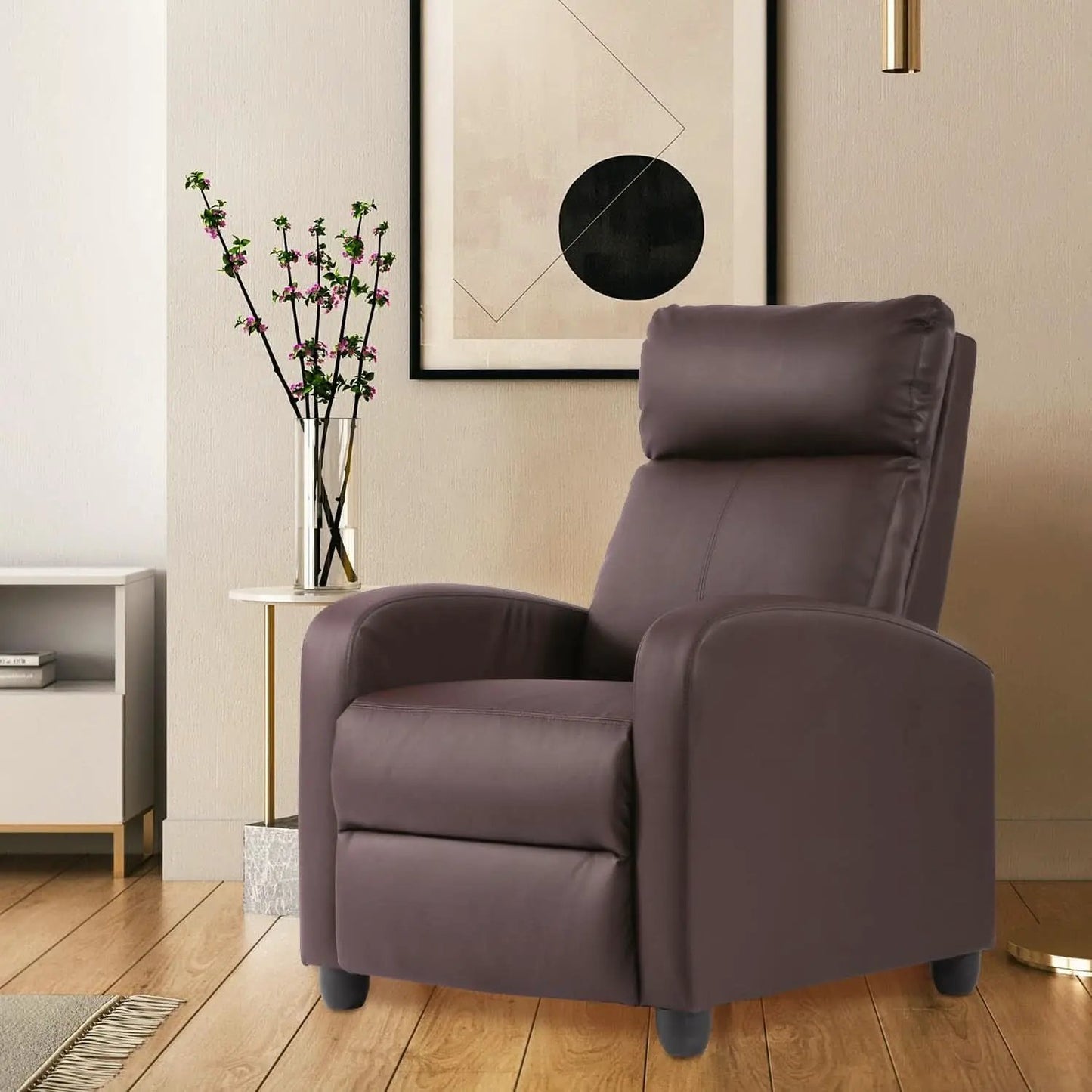 Recliner Chair Brown Adjustable Living Room Armchair from PriceLows™