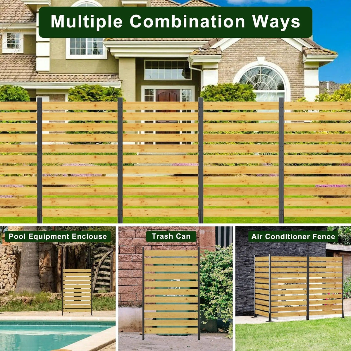 Outdoor Privacy Screen | Cedar Wood | Aluminum Frame | Pool And Equipment Enclosure