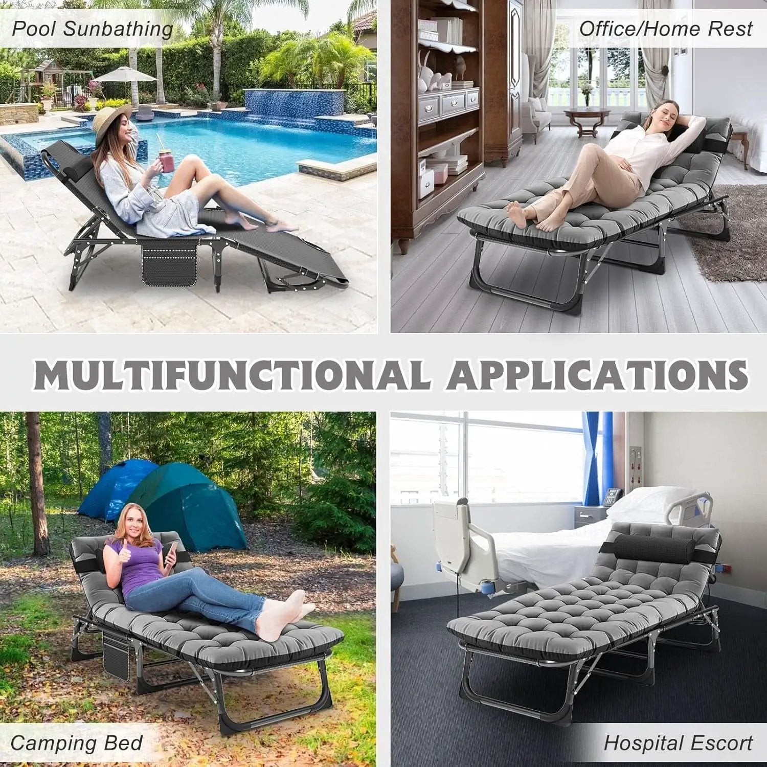 Five Position Adjustable Padded Outdoor Lounge Chair from PriceLows™